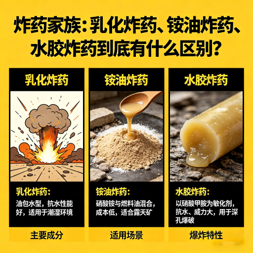 南木林炸药家族：乳化炸药、铵油炸药、水胶炸药到底有什么区别？